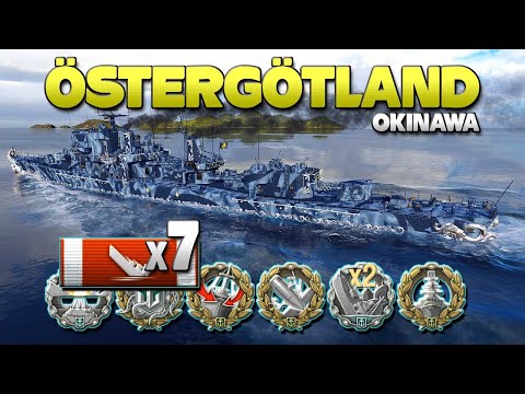Zerstörer Östergötland auf Karte Okinawa, Torpedoboss - World of Warships