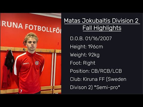 Matas Jokubaitis 2025 Fall Highlights (Sweden Division 2)
