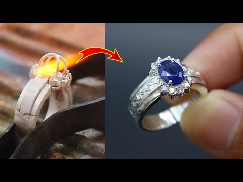 make blue sapphire engagement ring - handmade jewelry