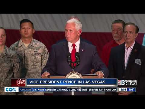 Vice President Mike Pence praises Sen. Heller in speech at Nellis Air Force Base