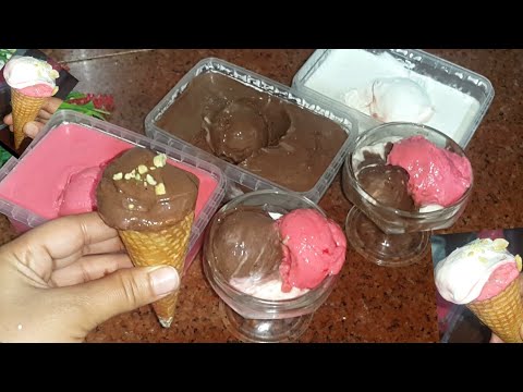 مفاجأة الصيف🍦ايس كريم اقتصادي كريمي جدا ب 3 أطعمة وكمان بدون ماتشتري حليب مكثف اوكريمة خفق 🍦تحفففه