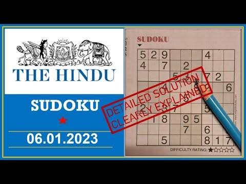 How to Solve 1 Star Hindu  Sudoku Jan 06,  2023 -  Step By Step Solution