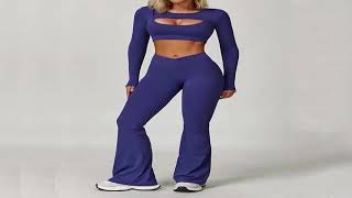 Download the video "SWELTERING 2PCS Long Sleeve Women Gym Set Yoga Clothes Quick-Drying Sportswear Running Leggings Work"