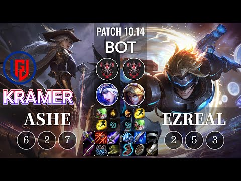 LGD Kramer Ashe vs Ezreal Bot - KR Patch 10.14