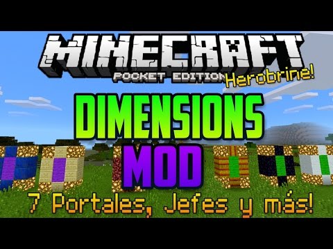 Minecraft PE 0.15.0 - Dimensions Mod v2 - Portales - Jefes - Nether - Herobrine y mas! Video