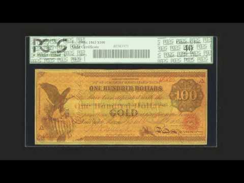 $100 1863 Gold Note Sells for More Than $2 Million at Heritage Auction. VIDEO: 3:37.
