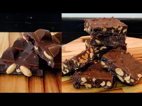 Barra de chocolate caseira | Amendoim, uva passa, crocante e confeitos
