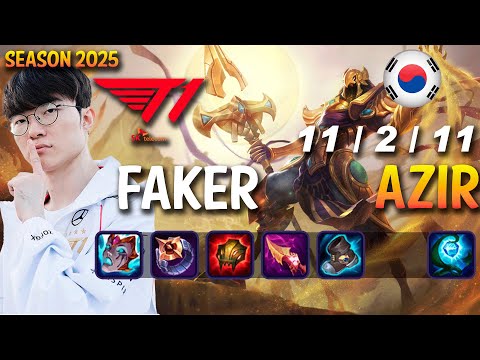 T1 Faker AZIR vs GALIO Mid - Patch 25.09 KR Ranked | lolrec