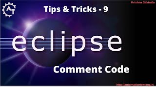 9. Comment Code in Eclipse | How to comment uncomment in eclipse | Eclipse shortcuts for comments