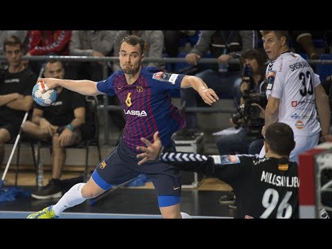 El FC Barcelona Lassa celebra su victoria ante el MDK HC Vardar