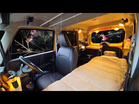 [Tiny Car Camping] Pitch Black Night & Rain | Solo Woman's Secret Base 🌧️🌸