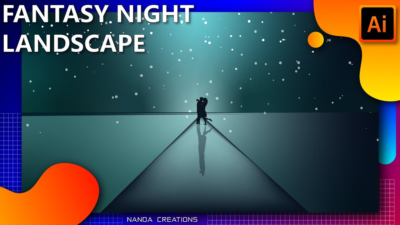 Romantic Fantasy Night Landscape || Adobe illustrator tutorial 2020