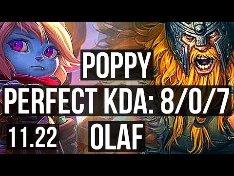 POPPY vs OLAF (JNG) | 8/0/7, Legendary, 800K mastery | KR Diamond | 11.22