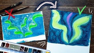Aquarell Tutorial für Anfänger: Schritt für Schritt Polarlichter malen!