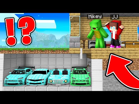 JJ and Mikey Found SUPER CARS Under the House in Minecraft (Maizen)