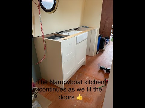 Narrowboat build and self fit out Ep 51 the Kitchen doors go on and we paint the engine bay