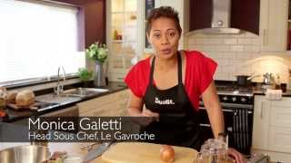 Roast butternut squash soup with brown shrimp's recipe from Dualit created by Monica Galetti
