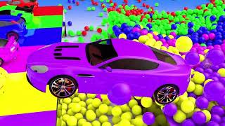 Learn Colors with Soccer Balls Cars Color Changing | Color Slider Track video | Sports Cars for Kids