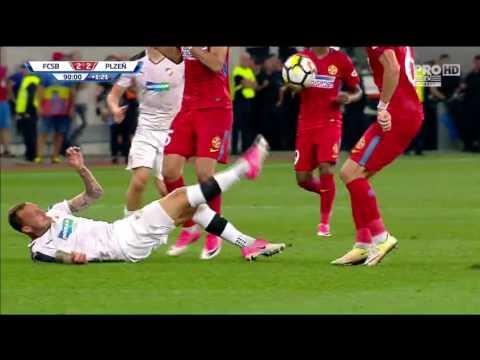 finalul meciului  STEAUA Plzen (turul 3 preliminar Uefa Champions League ,scor 2-2)