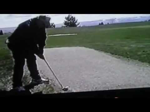 Golf shot off the pavement goes 3 feet!