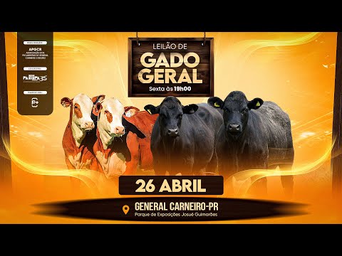 Leilão de Gado Geral, GENERAL CARNEIRO - PR 26/04/2024 19:30h