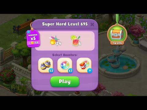Gardenscapes Level 695 Walkthrough "No Boosters Used"