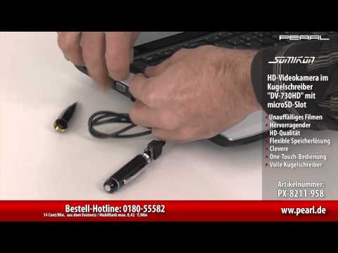 Somikon HD-Videokamera im Kugelschreiber "DV-730HD" mit microSD-Slot
