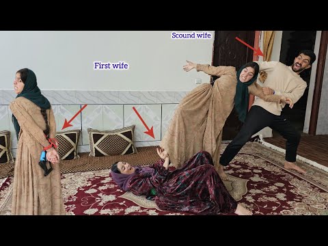 Saving the pregnant first wife from the beatings of the evil second wife;Husband's strong reaction