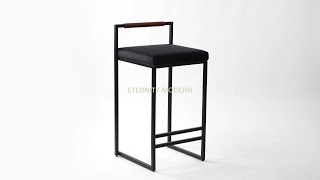 Finley Modern Minimalist Low Back Upholstered Velvet Metal Frame Counter Stool | Modern Furniture