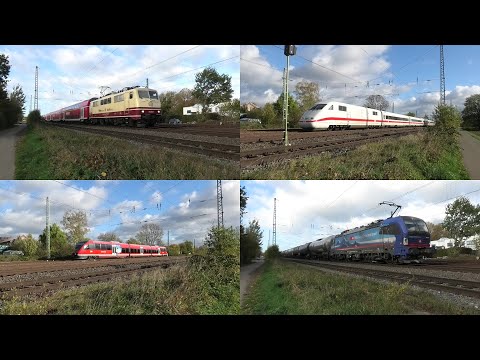 Bahnverkehr in Münster-Mecklenbeck mit RE42 Ersatzzug, SBB Cargo, ICE1, IC 2(146 & 147), FLIRT 3 uvm