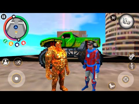 Rope Hero Vice Town | Mutant Dual Jump Stone Army Fight With Hoky | Stone Robot Tank Fight On Bridge