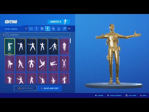 307 Fortnite Dance Emotes!! Showcased On 100% GOLD Tier 100 MIDAS (Fortnite Max Battle Pass Skin)