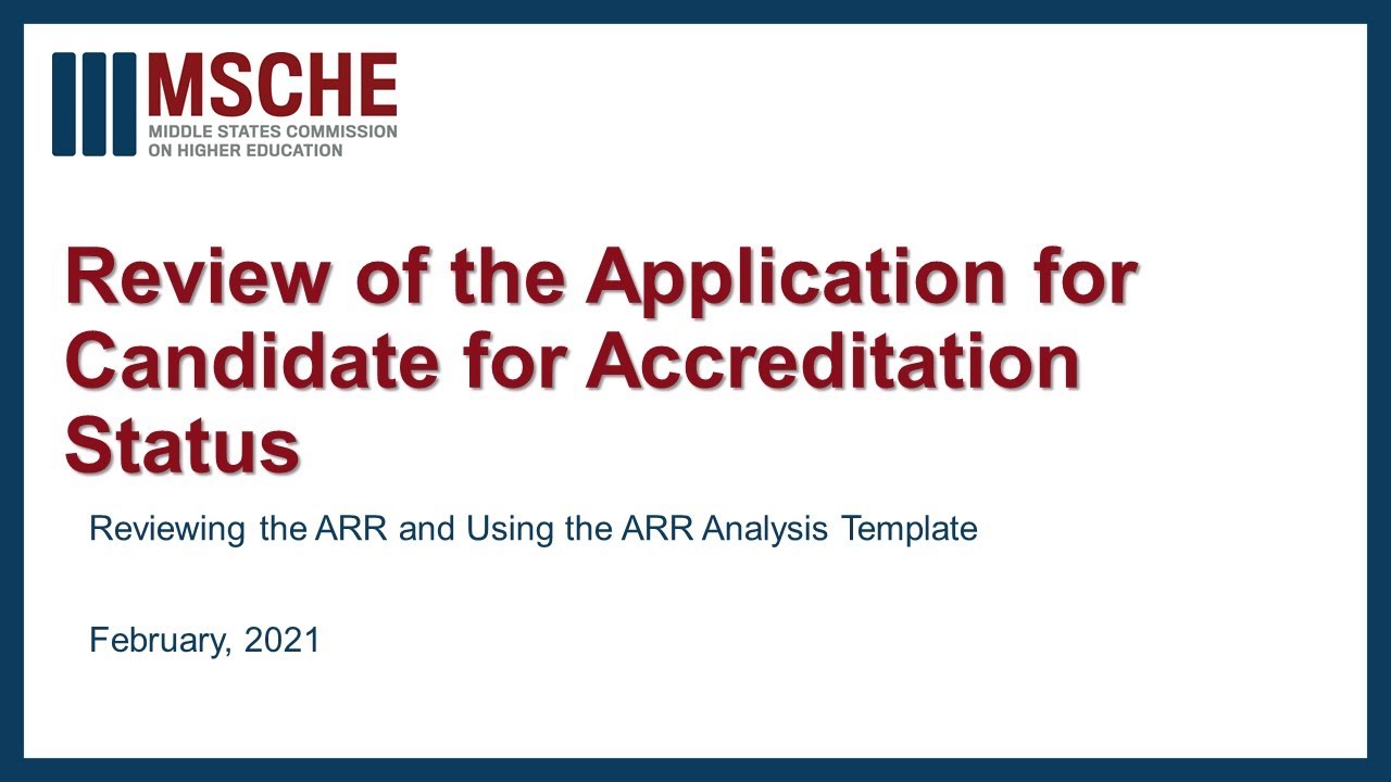 Application for Candidate for Accreditation Review – Training for Peer Evaluators