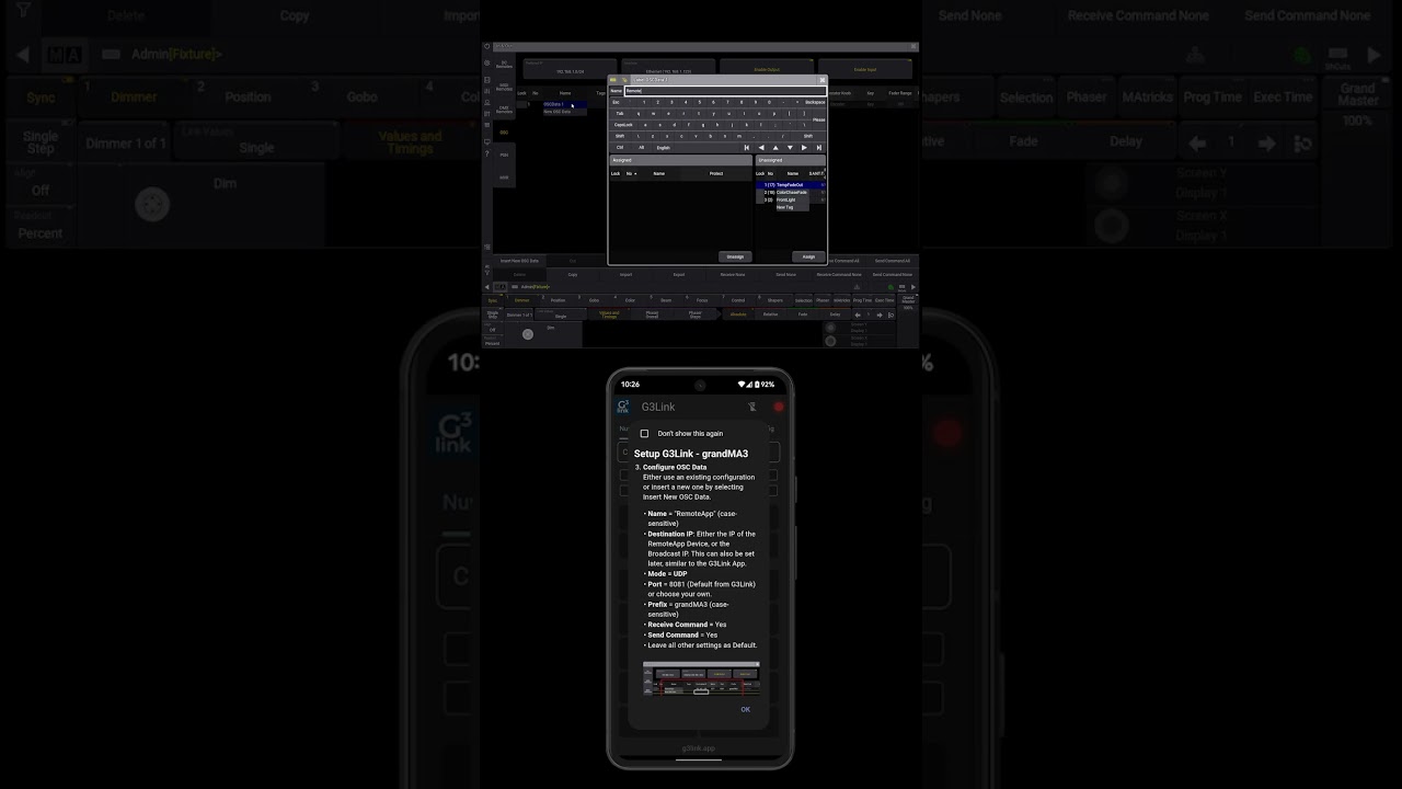 grandMA3 Remote App - G3Link Setup