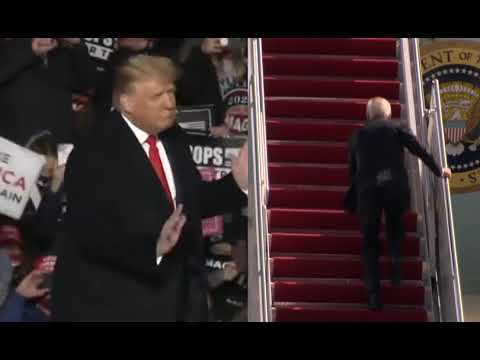 Donald Trump Dances to Joe Biden Falling On Stairs