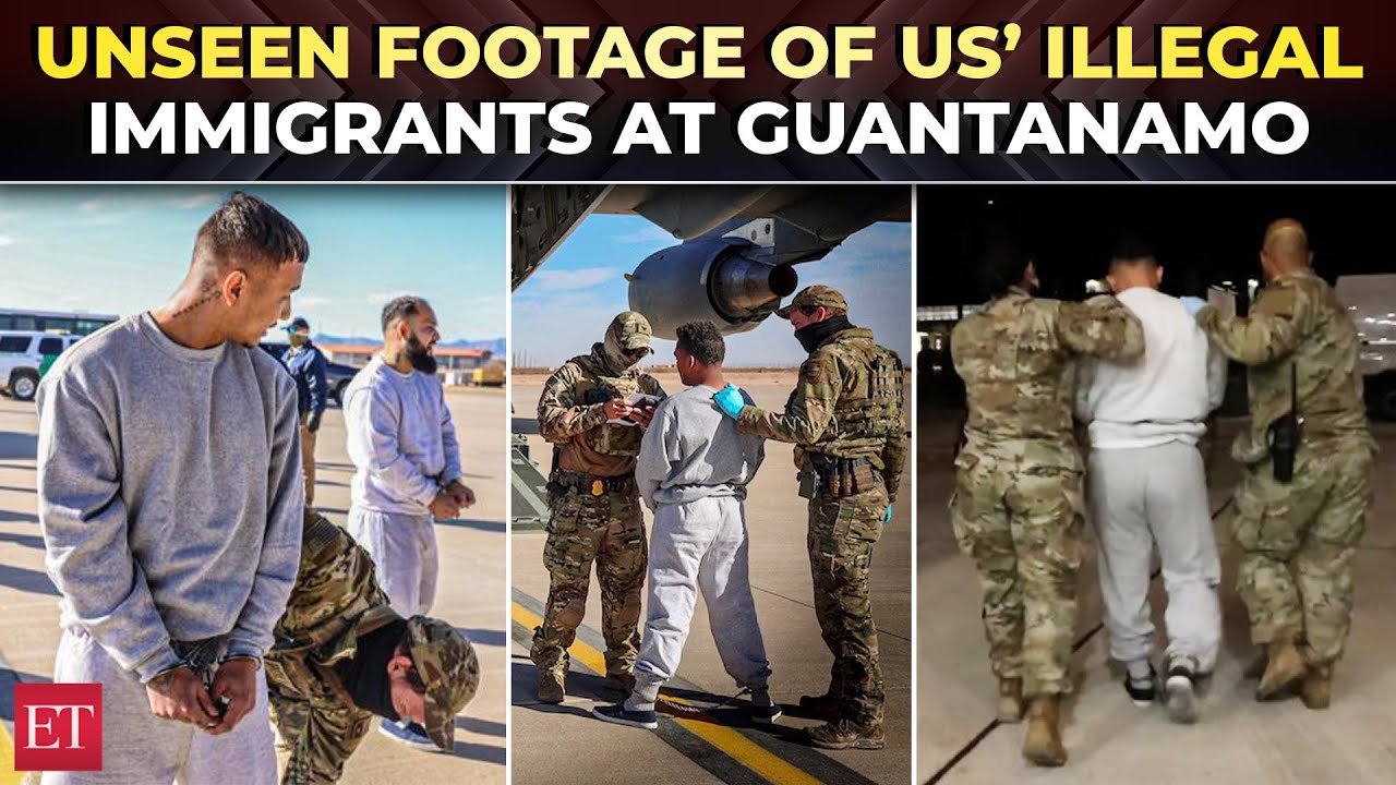 Trump immigration crackdown: Shackled illegal immigrants reach Guantanamo in 1st deportation flight
