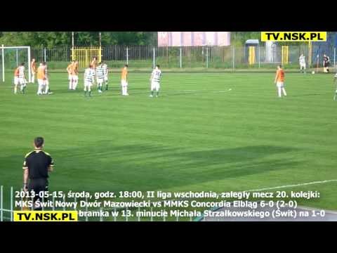 tv.nsk.pl 2013-05-15 MKS Świt Nowy Dwór Mazowiecki - MMKS Concordia Elbląg 6-0 (2-0) bramka 1-0