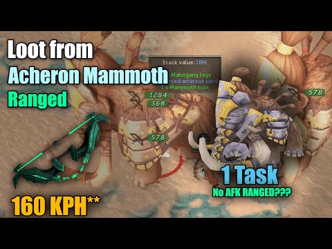 Loot from 1 Acheron Mammoth Task | 160 KPH* | Ranged | Runescape (No AFK + BiS)