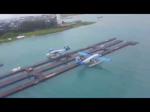 Maldives sea plane landing Male airport