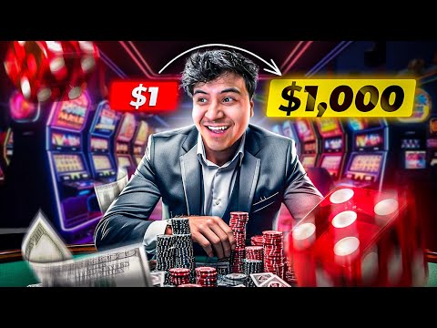 Turning $1 into $1000 Challenge at the Casino!!