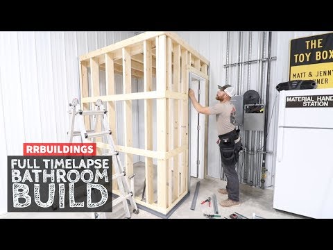 Building a Small Bathroom in the Garage Full Time-lapse