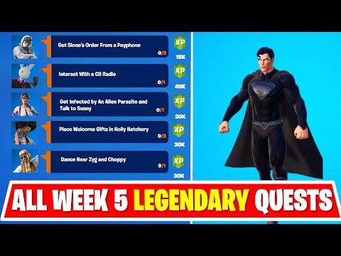 All week 5 legendary Quest Challenge Guide CB Radio, Welcome Gifts, Zyg and Choppy, Talk to Sunny