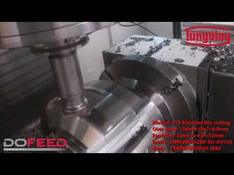 DoFeed from Tungaloy machining 316 stainless dry
