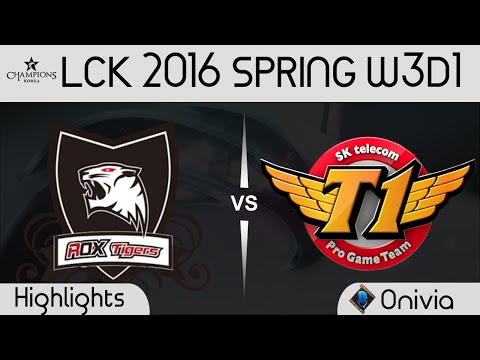 ROX vs SKT Game 1 Highlights LCK Champions 2016 Spring W3D1 ROX Tigers vs SK Telecom T1