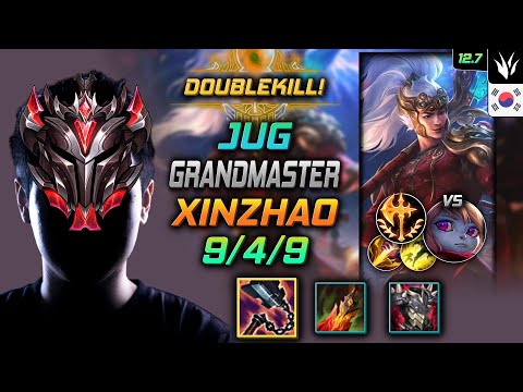 GrandMaster Xin Zhao Jungle vs Poppy - 천상계 정글 신 짜오 선혈 정복자 - LOL KR 12.7
