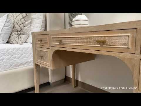 Essentials For Living Cane Smoke Gray Oak Desk - The Classy Home