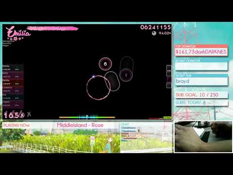 Emilia going GODMODE on MiddleIsland - Roze [Lan] +HDDT 312BPM 525/841x 3xmiss | Liveplay w/Chat!
