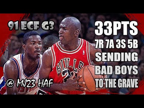 Michael Jordan Highlights vs Pistons (1991 ECF Game 3) - 33pts, ENDING the BAD BOYS!