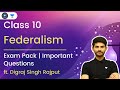 Exam Pack CBSE Class 10 Federalism Most Important Questions Digraj Sir
