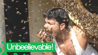 Man Stuffs Mouth with Hundreds of Live Bees